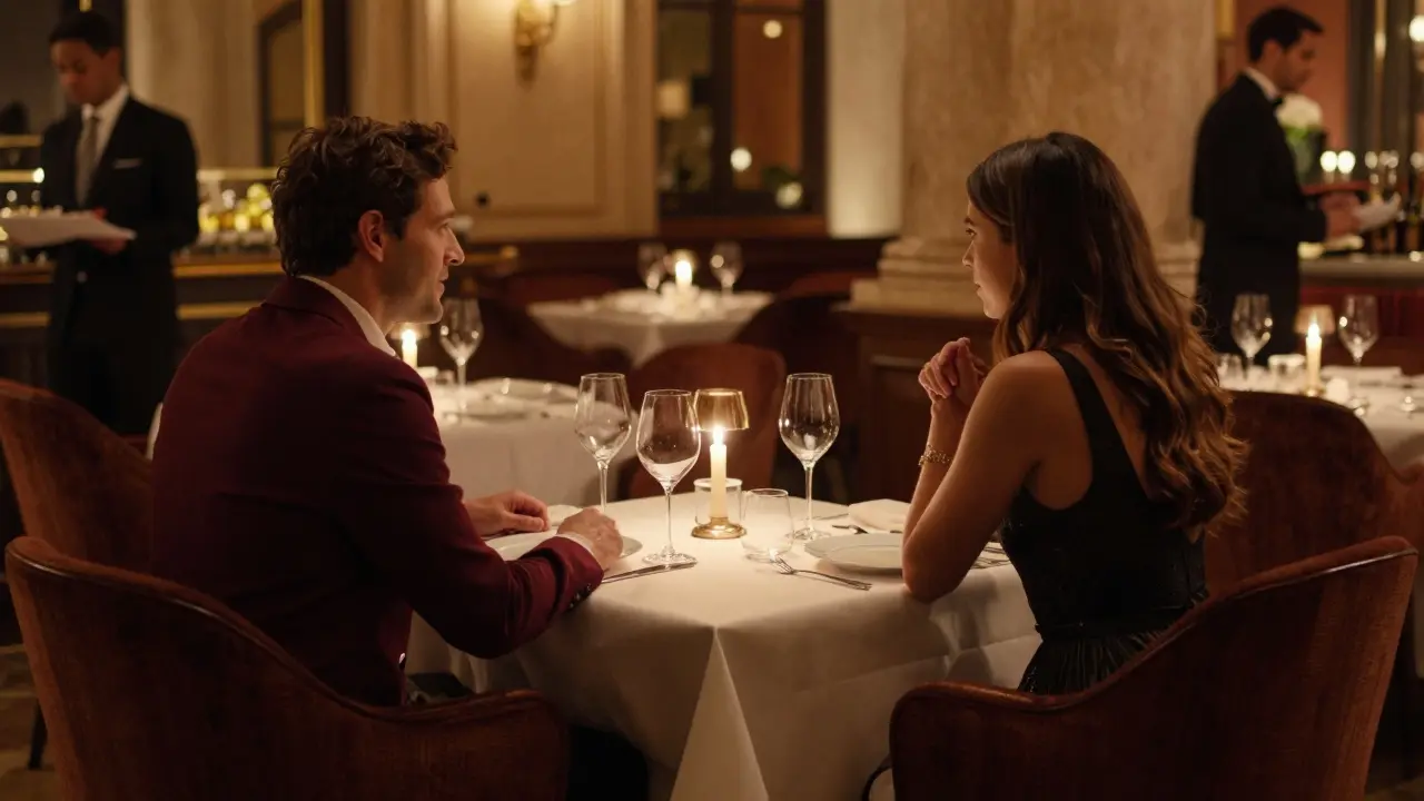 Elegant dinner setting at upscale Italian restaurant